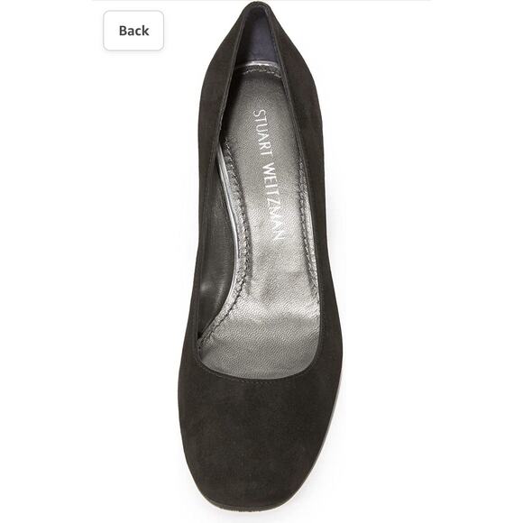 Stuart Weitzman Mary Pump Square Toe Block Heel Black Suede Women 8 N NIB $475 - Picture 4 of 10